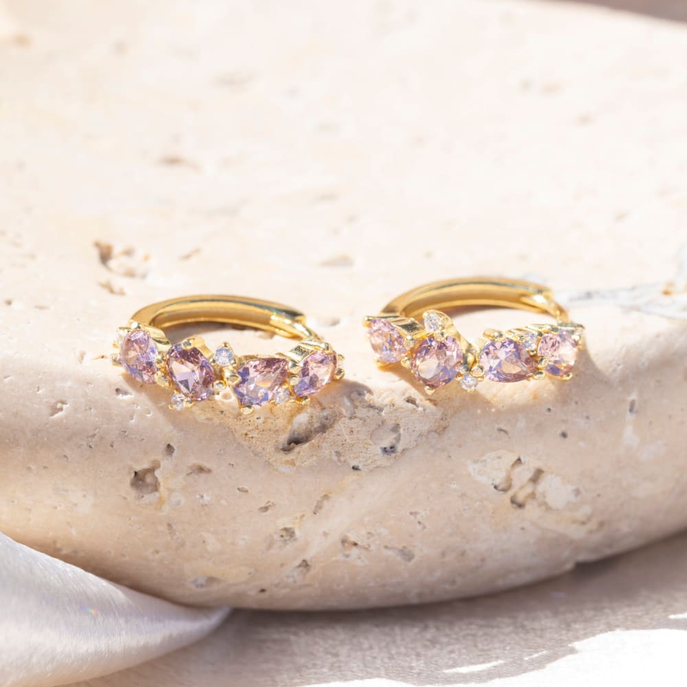 The Legacy Earrings - Pink Tourmaline Hoops Earrings Handmade Handcrafted