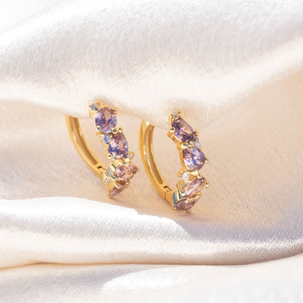 The Legacy Earrings - Pink Tourmaline Hoops Earrings Handmade Handcrafted