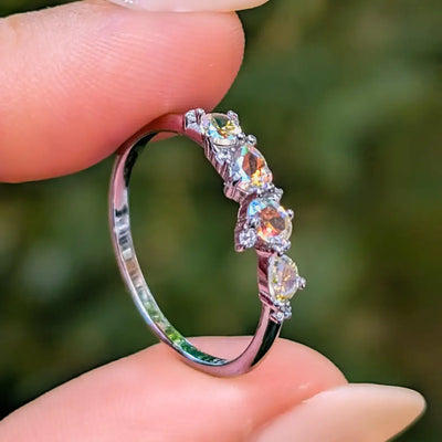 The Legacy - Rainbow Topaz Cluster Band Rings Handmade Handcrafted