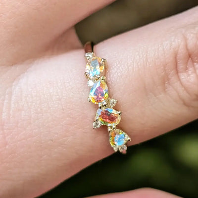The Legacy - Rainbow Topaz Cluster Band Rings Handmade Handcrafted