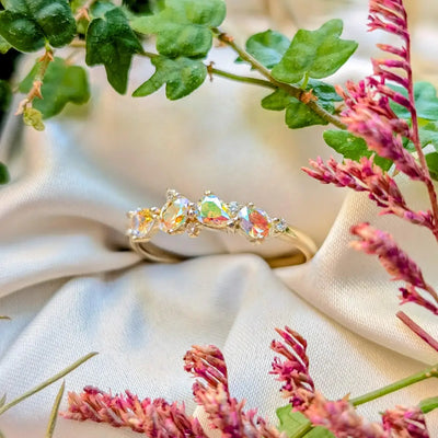 The Legacy - Rainbow Topaz Cluster Band Rings Handmade Handcrafted