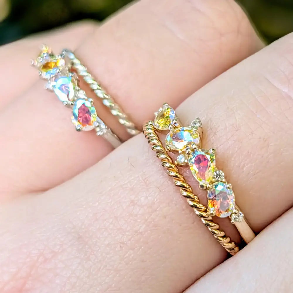 The Legacy - Rainbow Topaz Cluster Band Rings Handmade Handcrafted