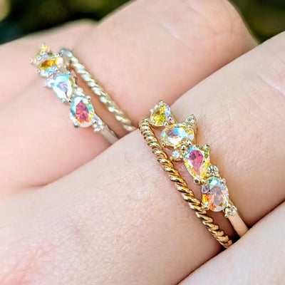 The Legacy - Rainbow Topaz Cluster Band Rings Handmade Handcrafted