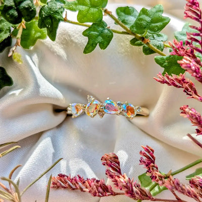 The Legacy - Rainbow Topaz Cluster Band Rings Handmade Handcrafted