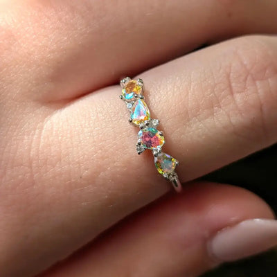 The Legacy - Rainbow Topaz Cluster Band Rings Handmade Handcrafted