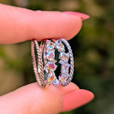 The Legacy - Rainbow Topaz Cluster Band Rings Handmade Handcrafted