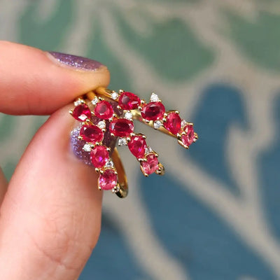The Legacy - Ruby Cluster Ombre Band Rings Handmade Handcrafted