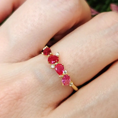 The Legacy - Ruby Cluster Ombre Band Rings Handmade Handcrafted