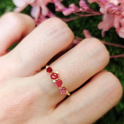The Legacy - Ruby Cluster Ombre Band Rings Handmade Handcrafted