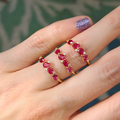 The Legacy - Ruby Cluster Ombre Band Rings Handmade Handcrafted