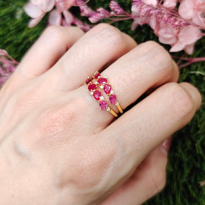 The Legacy - Ruby Cluster Ombre Band Rings Handmade Handcrafted