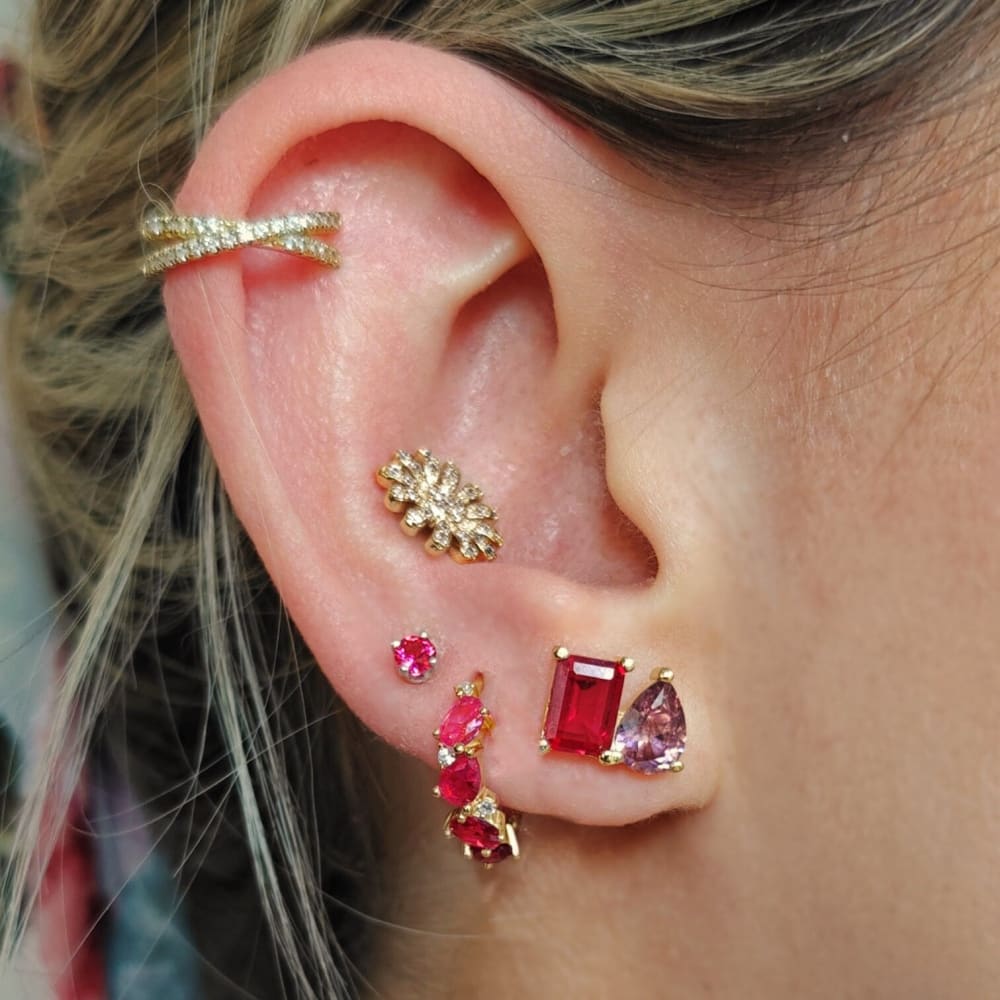 The Legacy - Ruby Cluster Ombre Hoops Earrings Handmade Handcrafted