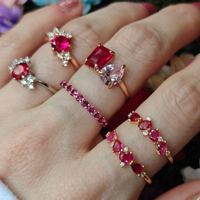 The Legacy - Ruby Cluster Ring Rings Handmade Handcrafted