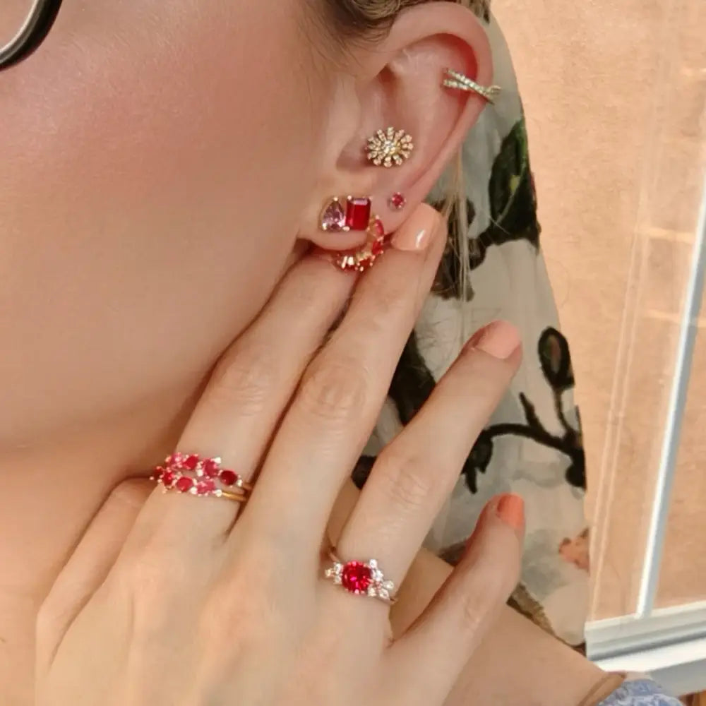 The Heirloom - Ruby Cluster Ring Rings Handmade Handcrafted