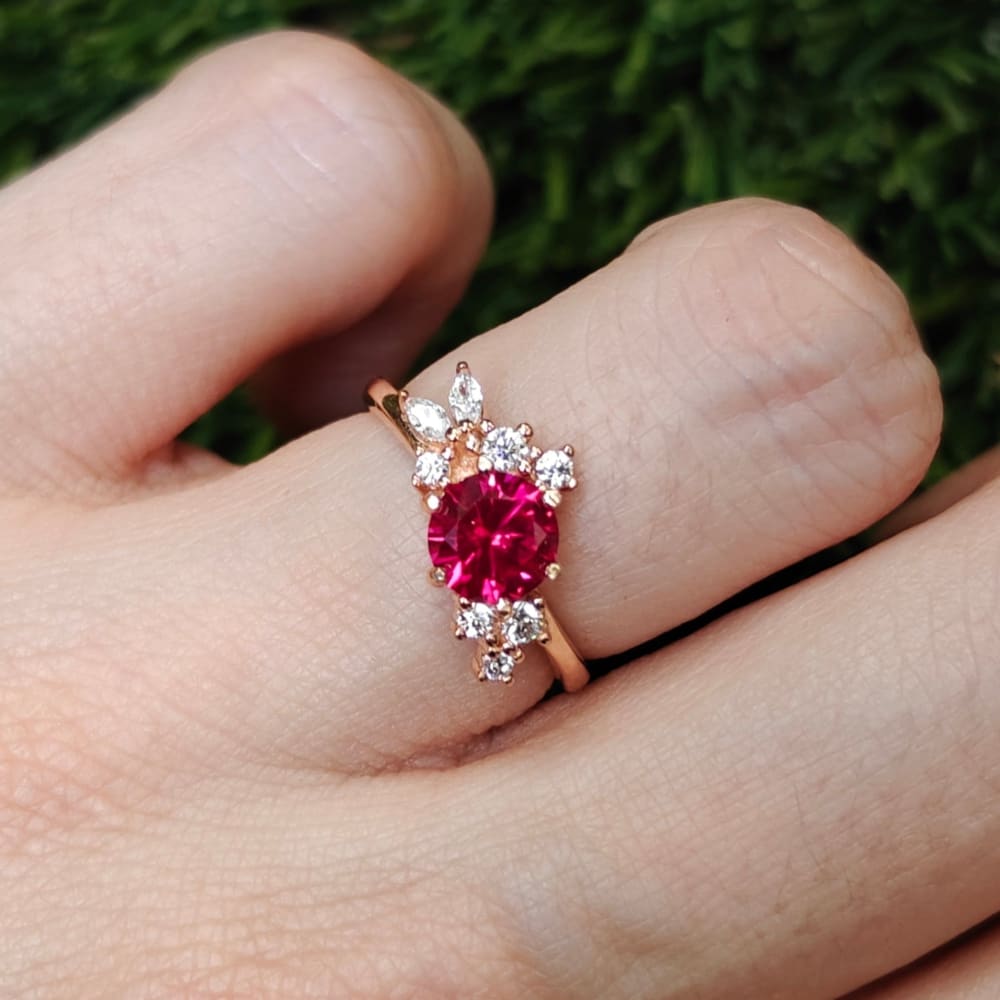 The Heirloom - Ruby Cluster Ring Rings Handmade Handcrafted