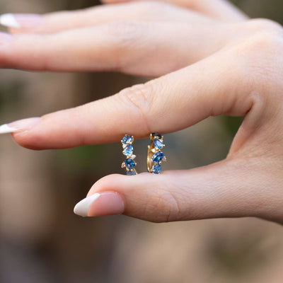 The Legacy - Sapphire Cluster Hoops Earrings Handmade Handcrafted