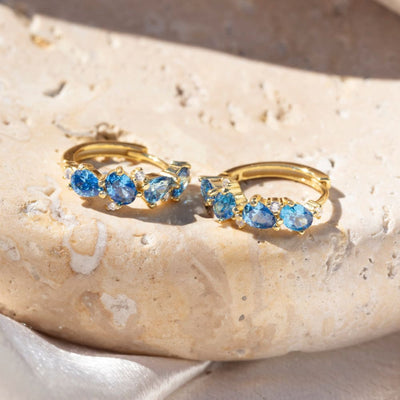 The Legacy - Sapphire Cluster Hoops Earrings Handmade Handcrafted