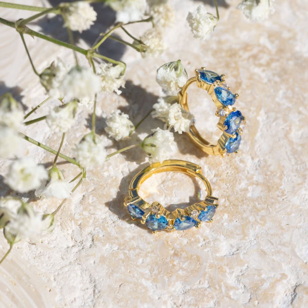 The Legacy - Sapphire Cluster Hoops Earrings Handmade Handcrafted