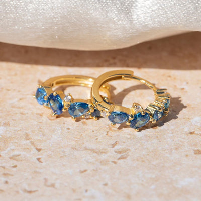 The Legacy - Sapphire Cluster Hoops Earrings Handmade Handcrafted