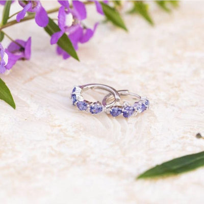 The Legacy - Tanzanite Cluster Hoops Earrings Handmade Handcrafted