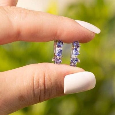 The Legacy - Tanzanite Cluster Hoops Earrings Handmade Handcrafted