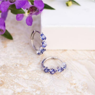 The Legacy - Tanzanite Cluster Hoops Earrings Handmade Handcrafted