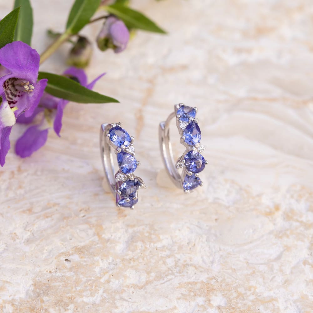 The Legacy - Tanzanite Cluster Hoops Earrings Handmade Handcrafted