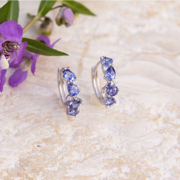The Legacy Earrings - Tanzanite Hoops Earrings Handmade Handcrafted