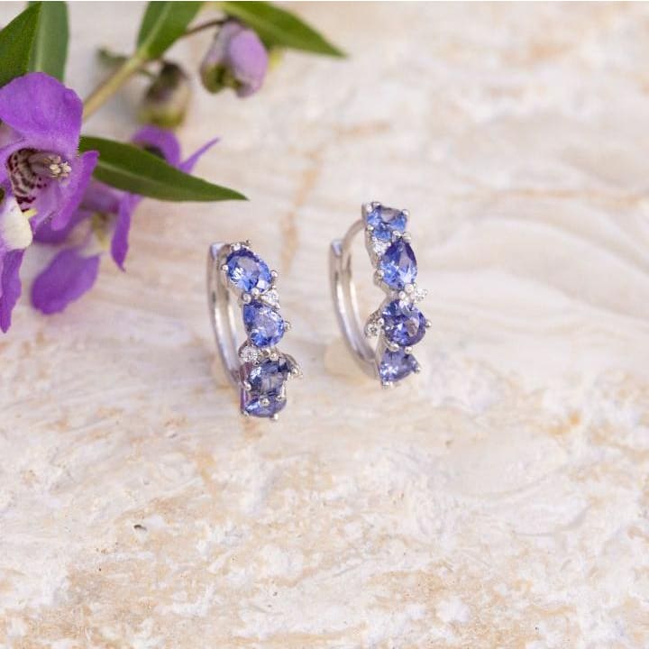 The Legacy - Tanzanite Cluster Hoops Earrings Handmade Handcrafted