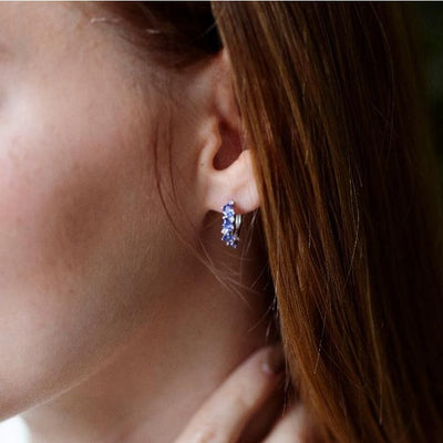 The Legacy - Tanzanite Cluster Hoops Earrings Handmade Handcrafted