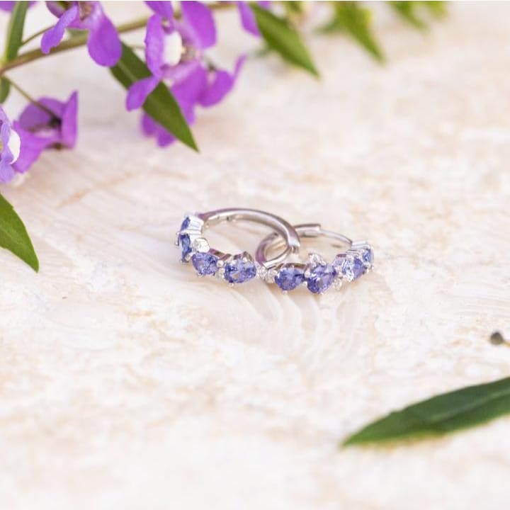 The Legacy - Tanzanite Cluster Hoops Earrings Handmade Handcrafted