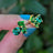 The Tulia - Emerald Cluster Studs Earrings Handmade Handcrafted