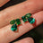 The Tulia - Emerald Cluster Studs Earrings Handmade Handcrafted