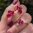 The Tulia - Ruby Cluster Studs Earrings Handmade Handcrafted