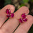 The Tulia - Ruby Cluster Studs Earrings Handmade Handcrafted