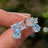 The Tulia - Aquamarine Cluster Studs Earrings Handmade Handcrafted