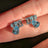 The Tulia - Aquamarine Cluster Studs Earrings Handmade Handcrafted