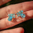 The Tulia - Aquamarine Cluster Studs Earrings Handmade Handcrafted
