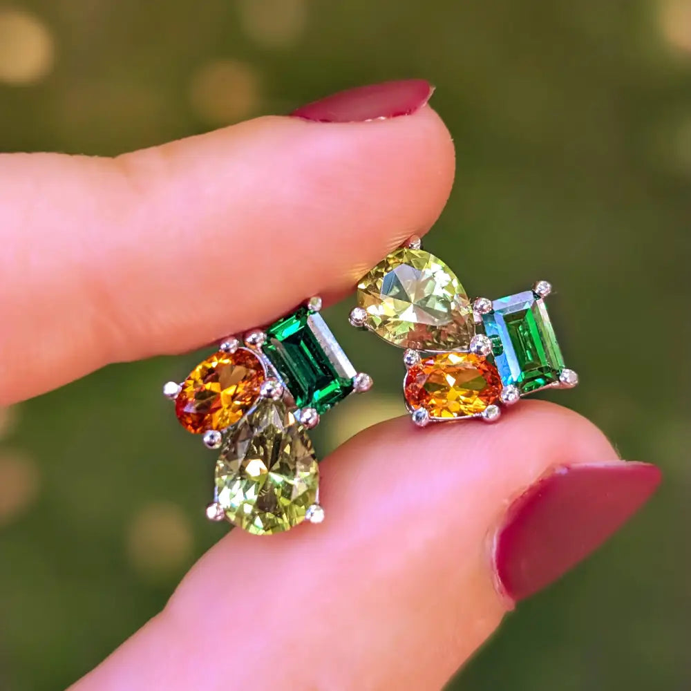 The Tulia - Autumnal Cluster Studs Earrings Handmade Handcrafted
