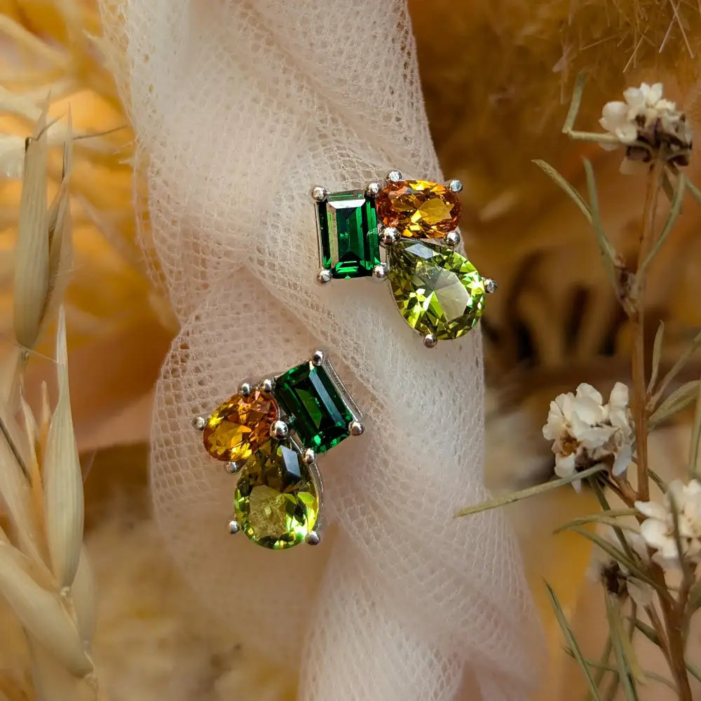 The Tulia - Autumnal Cluster Studs Earrings Handmade Handcrafted
