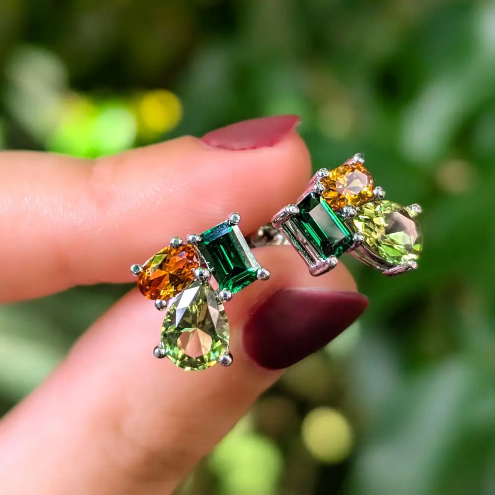 The Tulia - Autumnal Cluster Studs Earrings Handmade Handcrafted