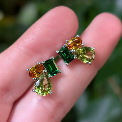 The Tullia - Autumnal Cluster Studs Earrings Handmade Handcrafted