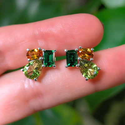 The Tullia - Autumnal Cluster Studs Earrings Handmade Handcrafted