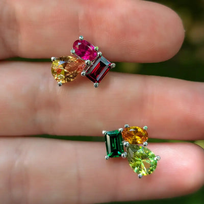 The Tullia - Autumnal Cluster Studs Earrings Handmade Handcrafted