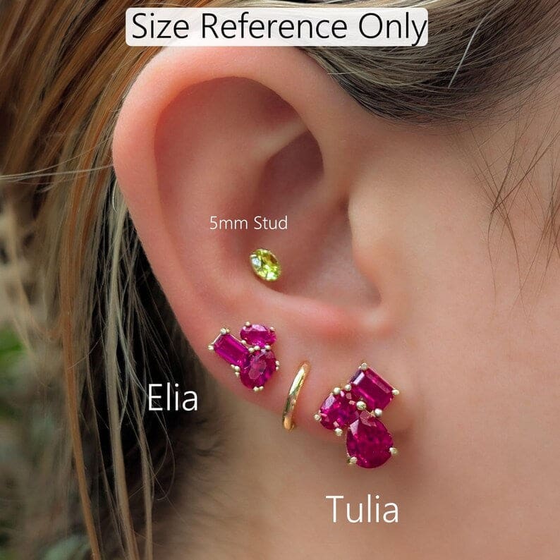 The Tulia - Custom Gemstone Cluster Studs Earrings Handmade Handcrafted