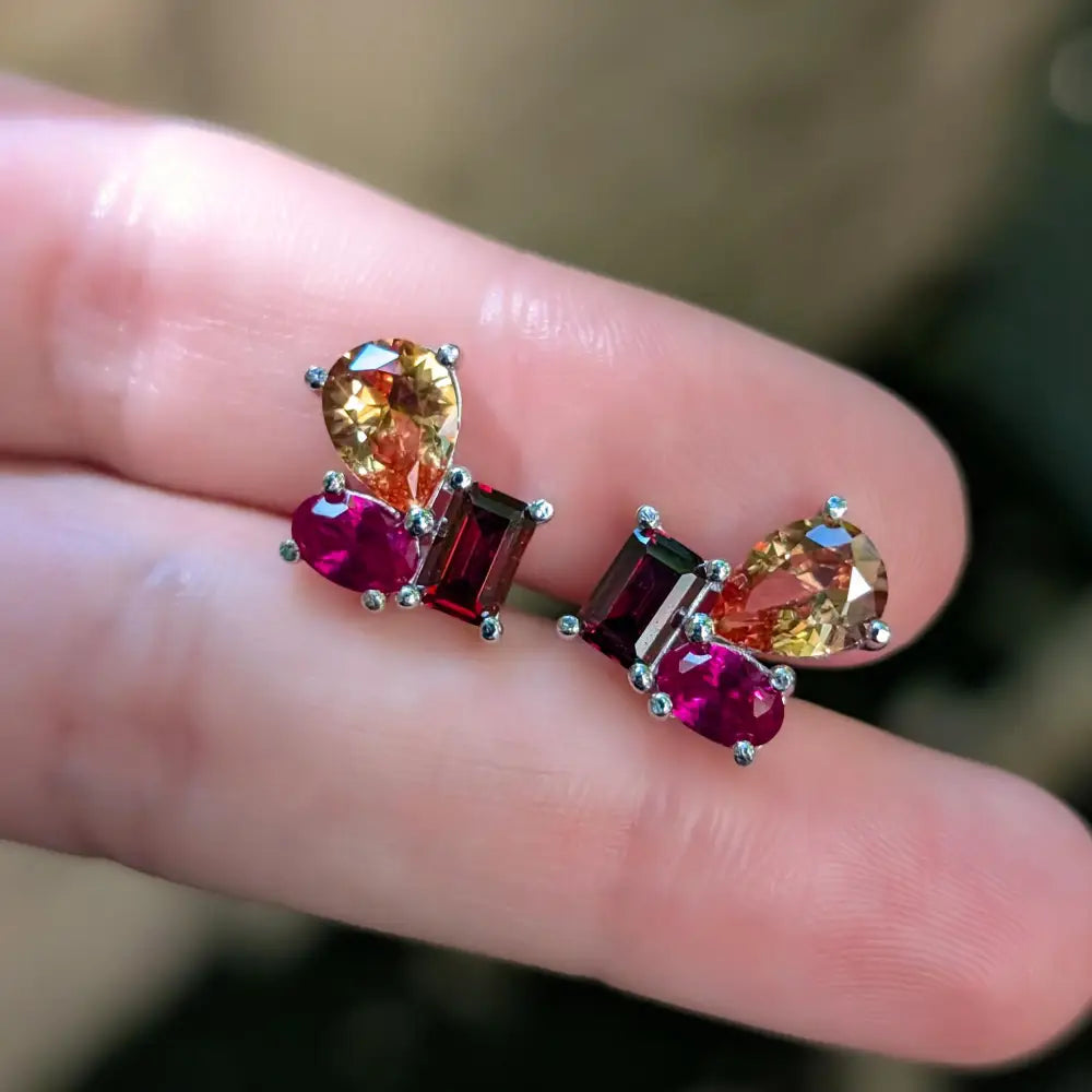 The Tulia - Fall Cluster Studs Earrings Handmade Handcrafted