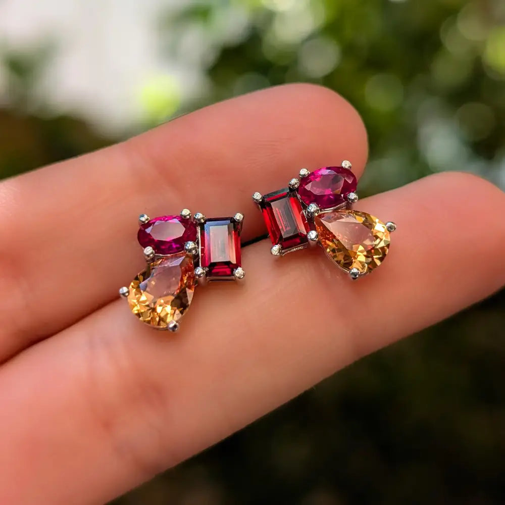 The Tulia - Fall Cluster Studs Earrings Handmade Handcrafted
