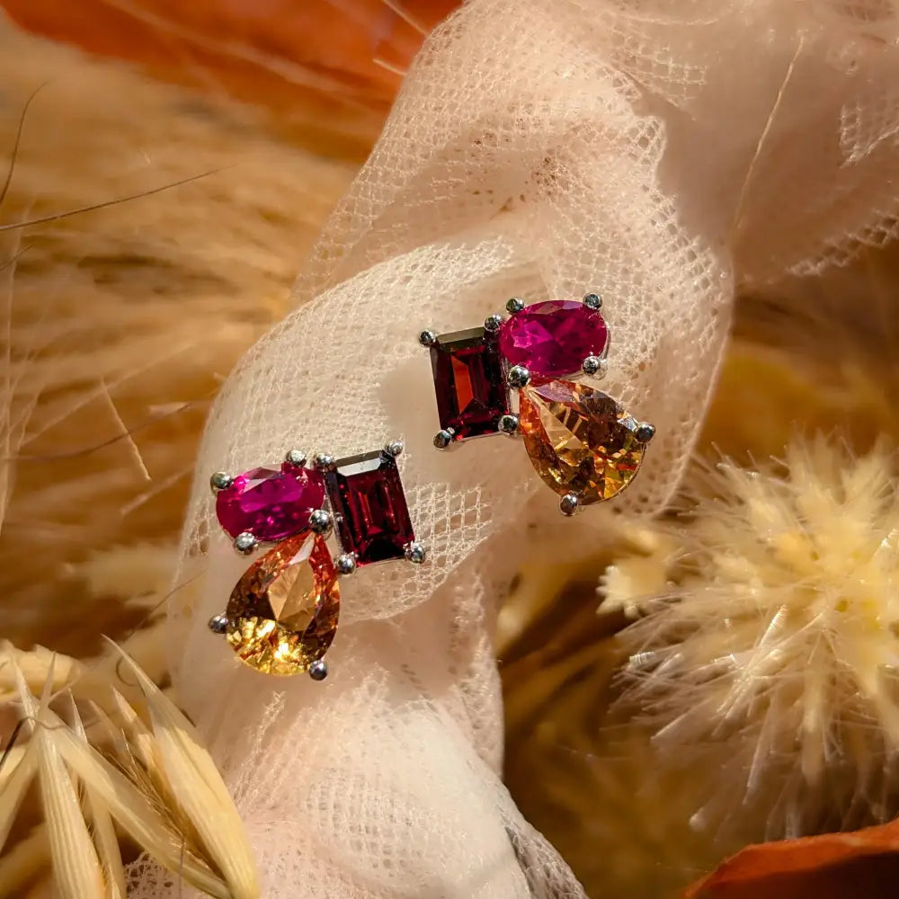 The Tulia - Fall Cluster Studs Earrings Handmade Handcrafted