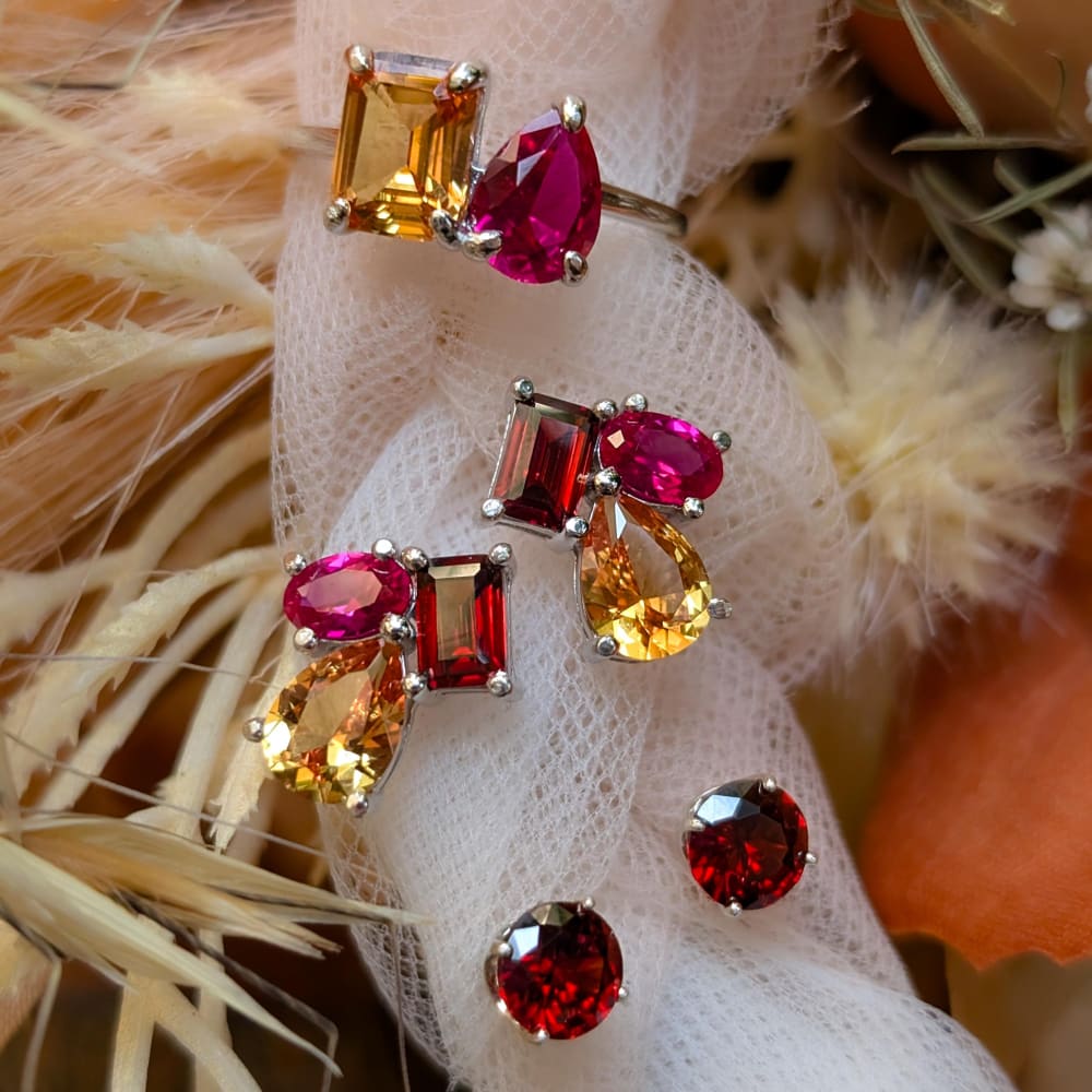 The Tulia - Fall Cluster Studs Earrings Handmade Handcrafted