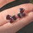 The Tulia - Garnet Cluster Studs Earrings Handmade Handcrafted